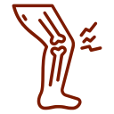 Medical graphic of arthritis showing an inflamed joint with red highlights and pain indicators to illustrate arthritis symptoms.