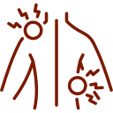 “Medical illustration showing a human figure with highlighted pain points to represent general body pain and discomfort. Image used by a medical clinic in San Bernardino to explain pain symptoms causes and patient evaluation
