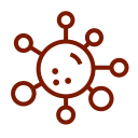 Medical illustration of a virus particle with spiked outer surface representing viral infection and transmission. Image used by a medical clinic in San Bernardino to explain viruses illness prevention and general health education.